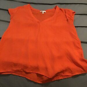 Sheer Orange Flutter Sleeve Blouse – Women’s
